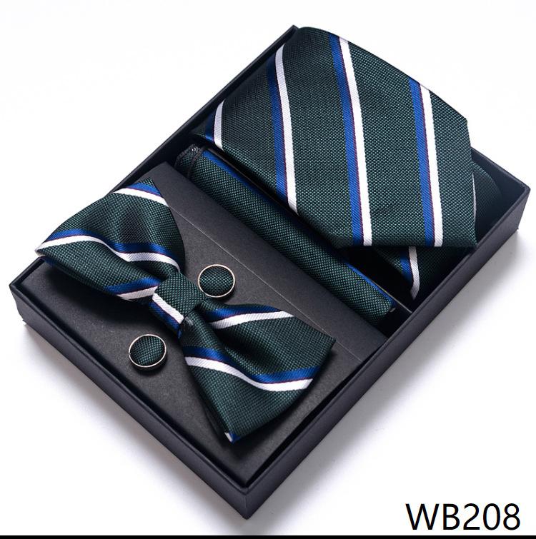 Men'S Business Dress Party Tie Gift Box Fashion Tie Square Scarf Combination Set Tie Bow Tie Set