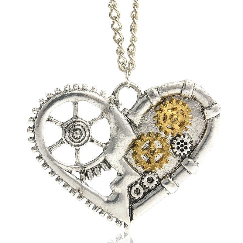 

Креативное Стимпанк Сердце Механические Шестерни Ожерелье Винтажное Насекомое Сова Ключичное Ожерелье