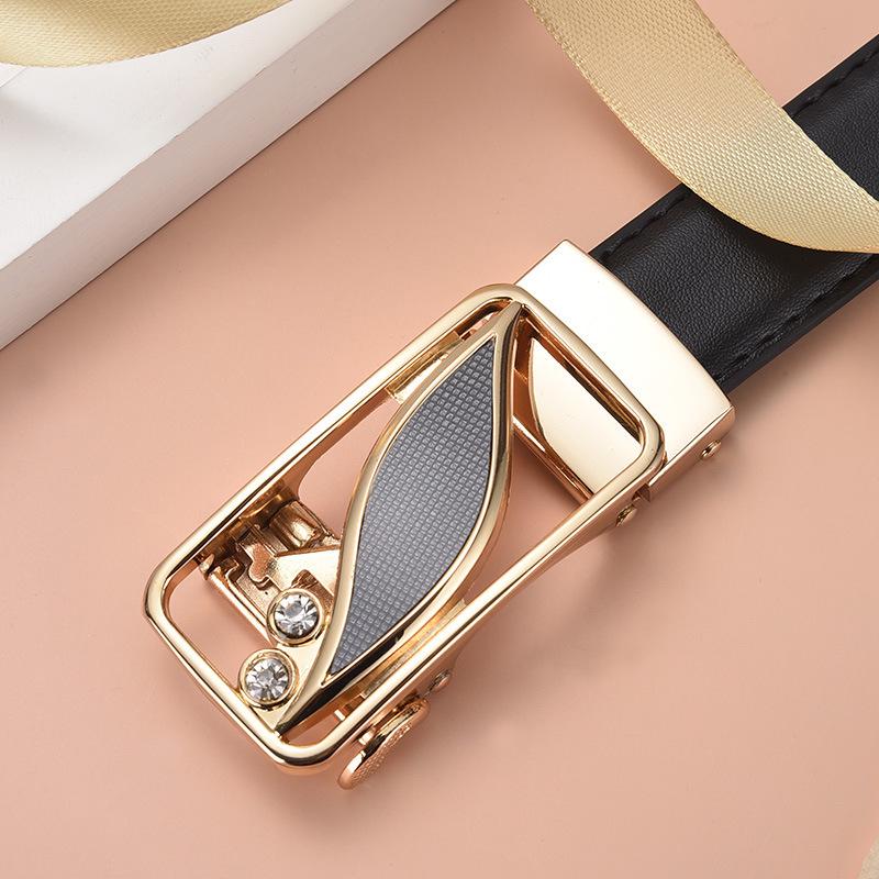 Stylish Women's Automatic Buckle Leather Belt - Genuine Leather, Korean Trend, Versatile Fashion Waistband for Students