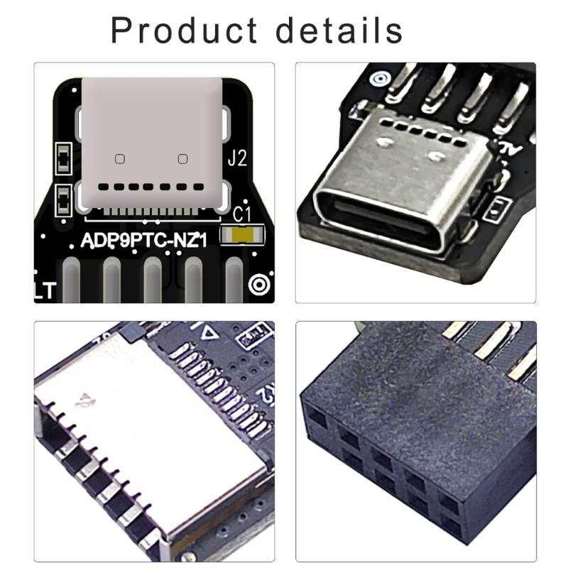 Fast Speed USB 2.0 to Type C/TypeE Internal Motherboard Adapter, 9pin Front Panel Header Fast Data Transfer