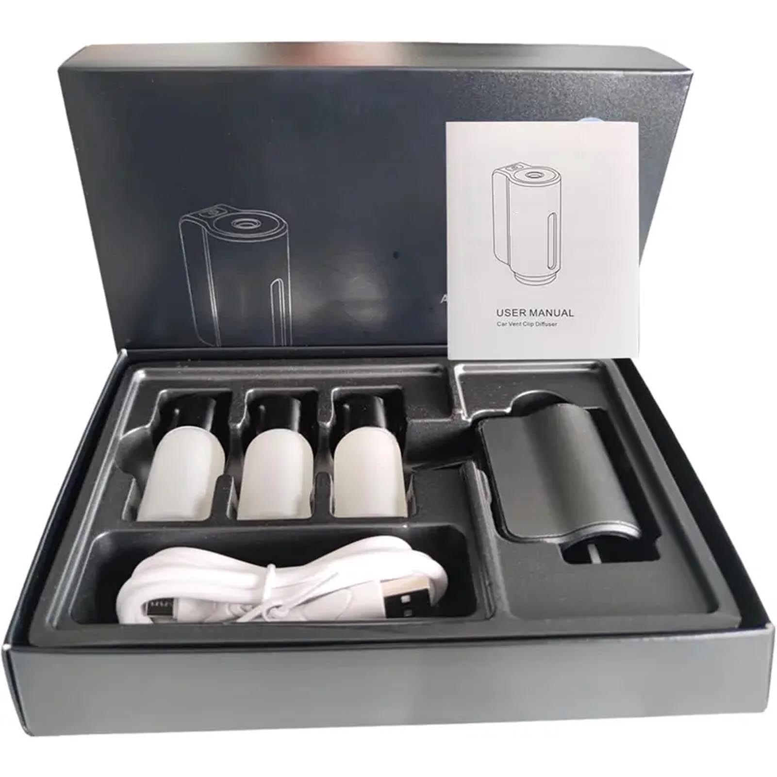 

Автомобильный диффузор Очиститель воздуха для автомобиля Автомобильный освежитель воздуха 3 режима аромата Автоматическое включение/выключение Портативный автомобильный диффузор Освежитель воздуха с 3 маслами чёрный