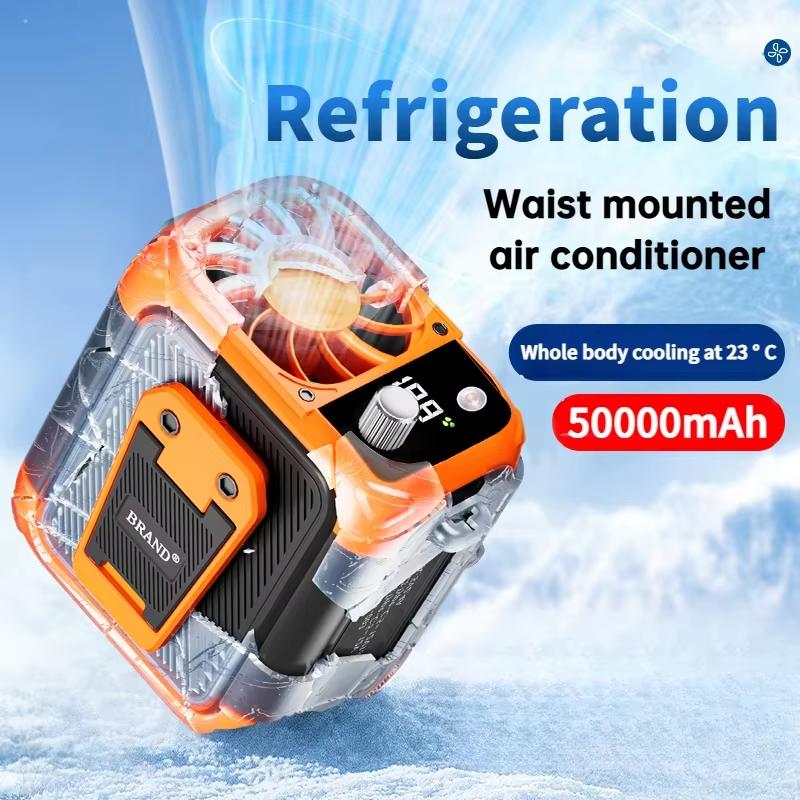 High Speed Waist Hanging Cooling Fan, USB Rechargeable 12000mAh Portable Personal Fan with 150 Levels for Outdoor Travel