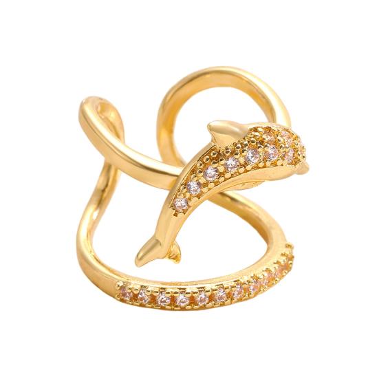 Gold Sea Animals Ring for Women Rhinestone Seahorse Turtle Dolphin Starfish Seashell Double Layer Adjustable Ring Bohemian Beach Jewelry Gift for