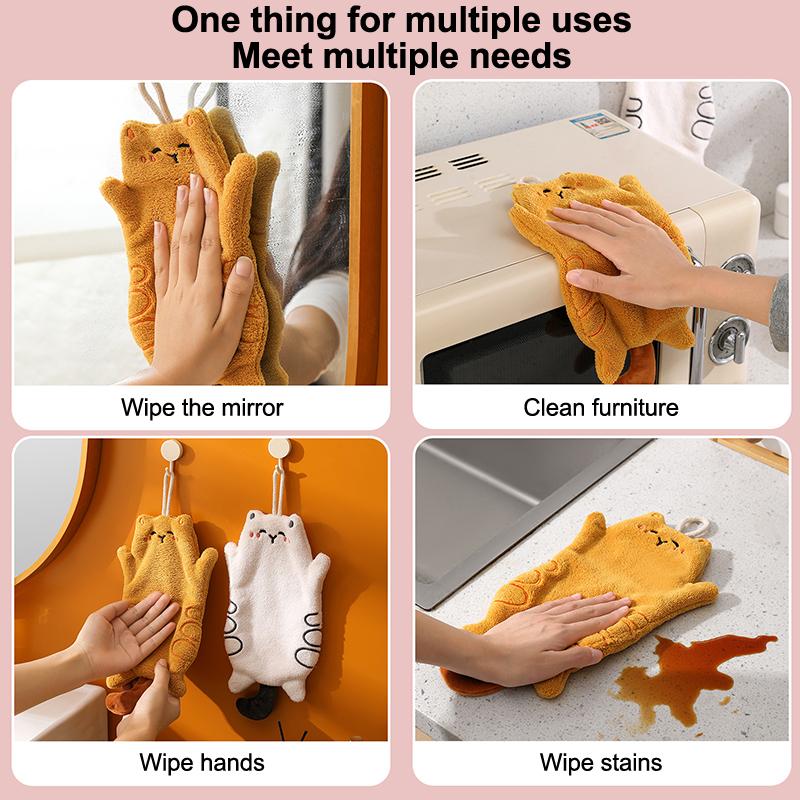 Cute Hand Towels Kitchen Wipe Water Cloth Kitchen Hanging Towels Dishwashing Cloth Bathroom Quickly Dry Cleaning Hand Towel
