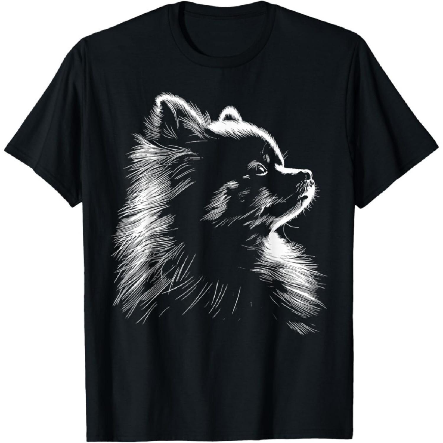 Retro Pomeranian Silhouette Graphic Pomeranian Dog Owner T-Shirt S