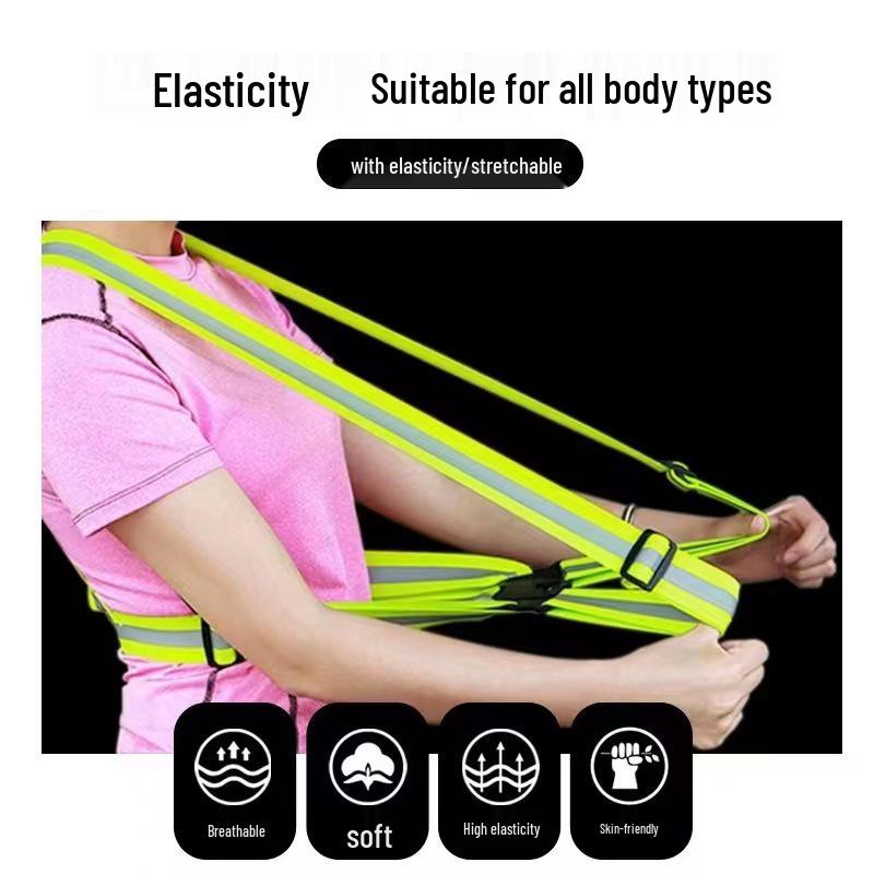 Reflective Night Running & Cycling Safety Vest with Elastic Straps