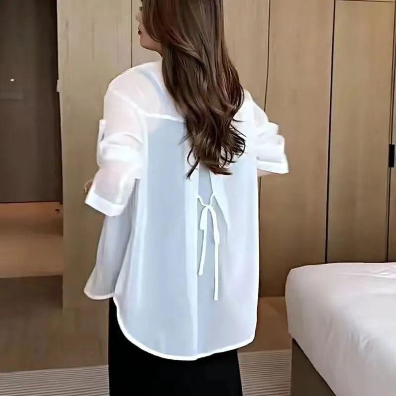 Women's Chiffon Shirt Top Summer Plus Size Sun Protection Shirt Summer Thin Jacket Shirt