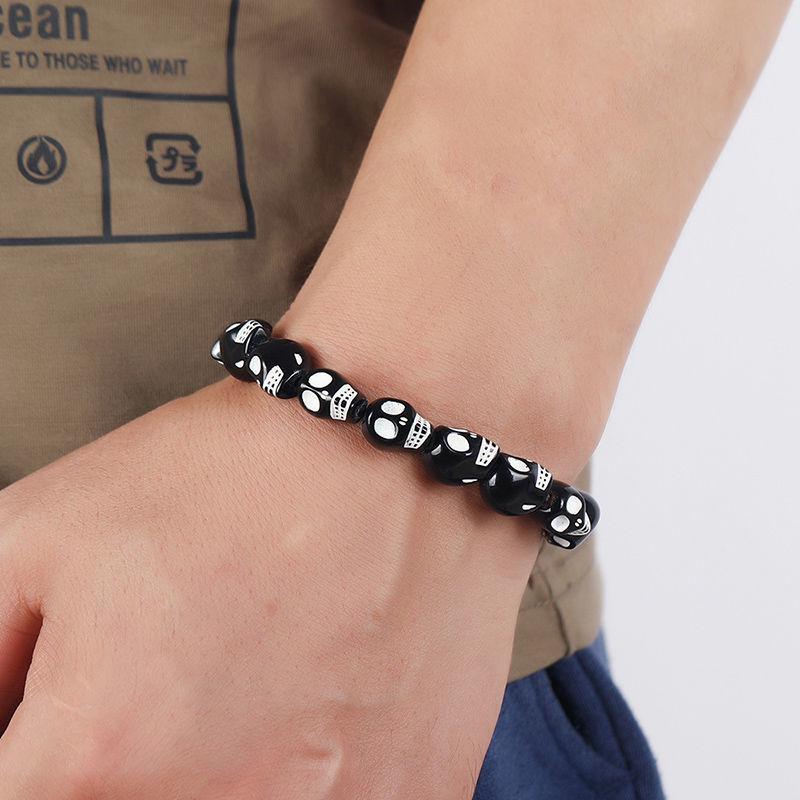 Dark Hip Hop Skull Beaded Bracelet Punk Gothic Retro Couple Bracelet Trend Personality Jewelry