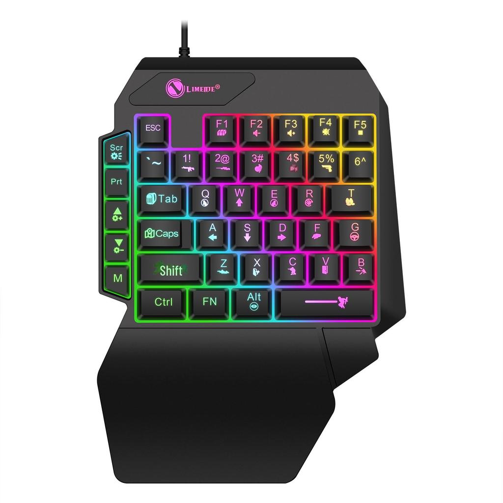 Limei GK103S Luminous One-Handed Gaming Keyboard & Mouse Adapter