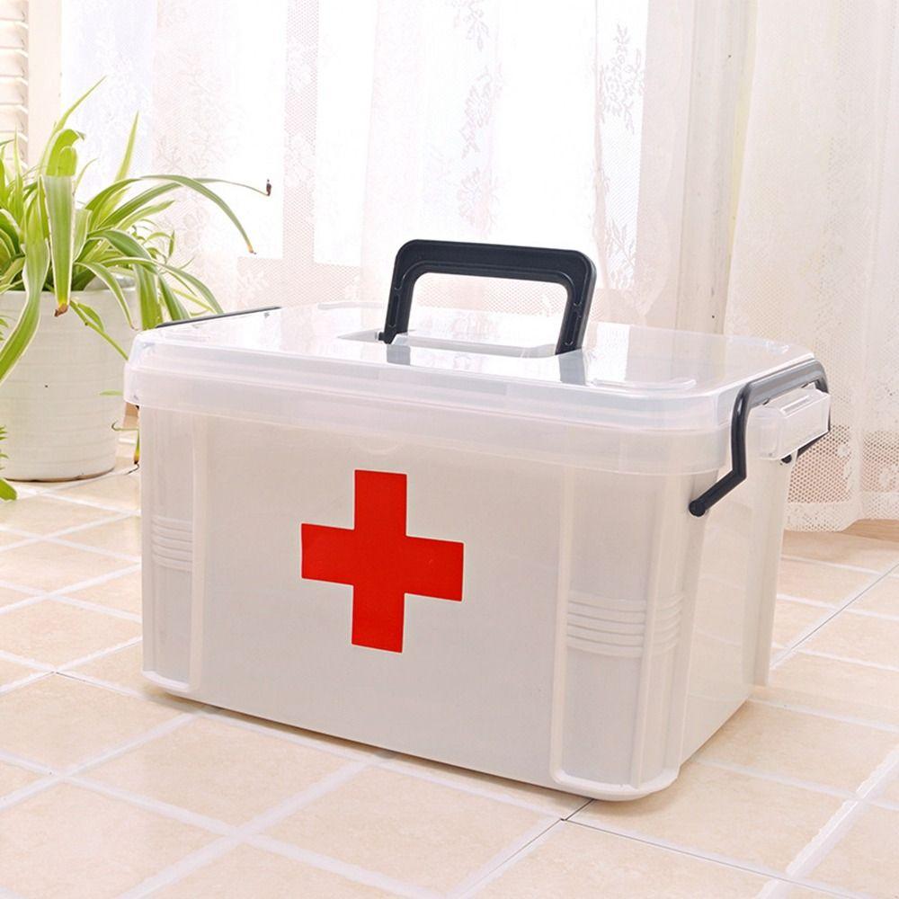 Double Layers Medicine Storage Box Moisture-proof Emergency Box Multifunctional   Household