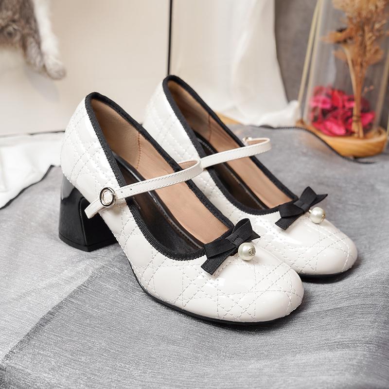 

Весна 2025 Женские французские туфли Мэри Джейн на высоком каблуке - Изысканные туфли для платья на массивном каблуке в стиле нежной ароматики 35