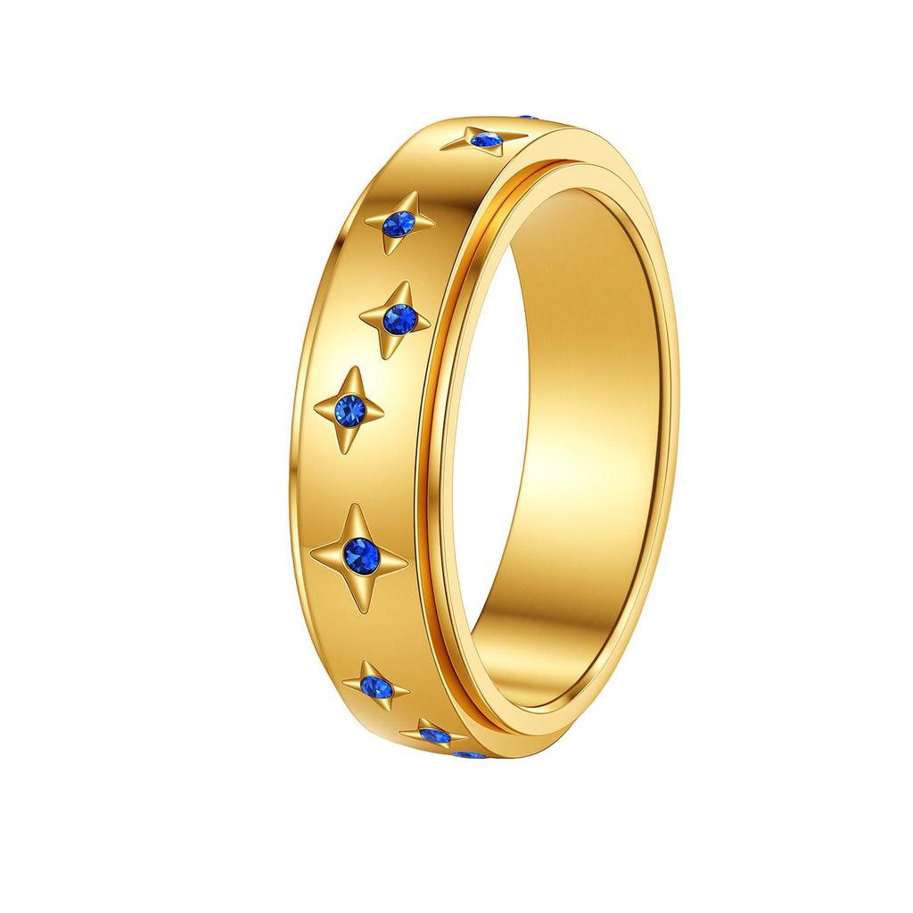 Women's Stainless Steel Diamond-Inlaid Decompression Ring Set - Versatile & Stylish Multiple Styles