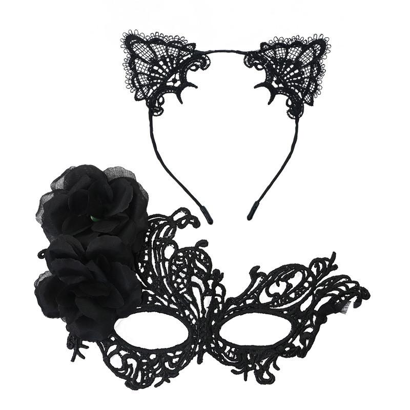 Halloween Lace Mask With Rose Design And Diy Features For Party Accessories BlackRose