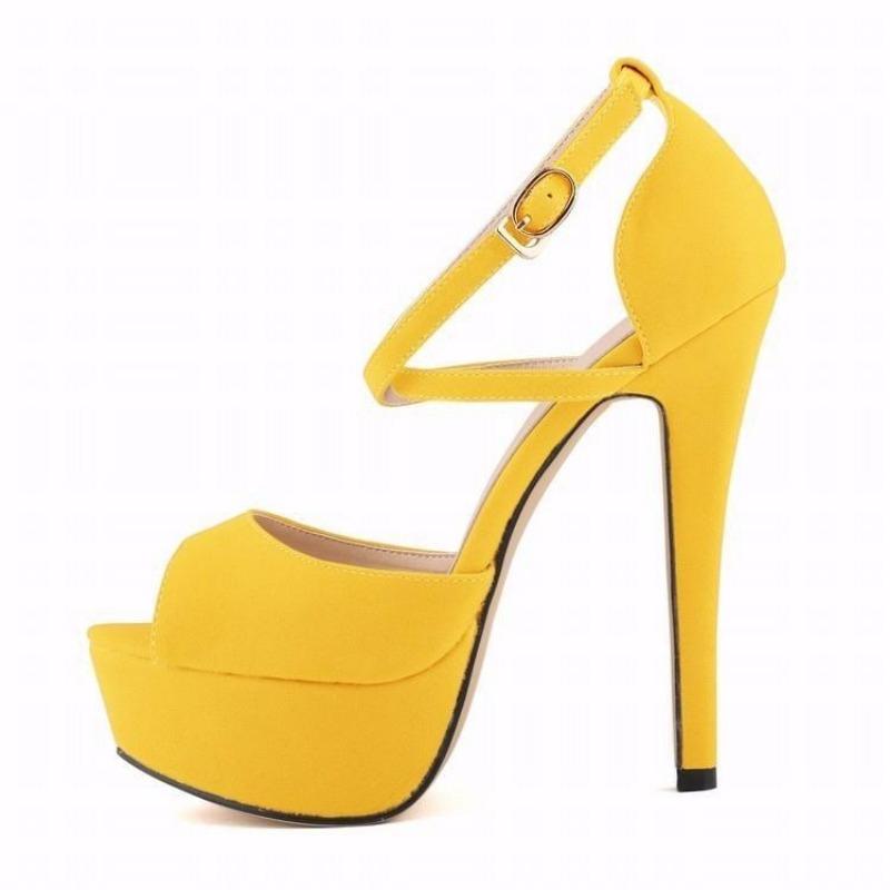 Rome Style Women Sexy Open Toes Sandals Thin Heels Platform High Heels Pumps Summer Shoes Stilettoes Suede Shoe