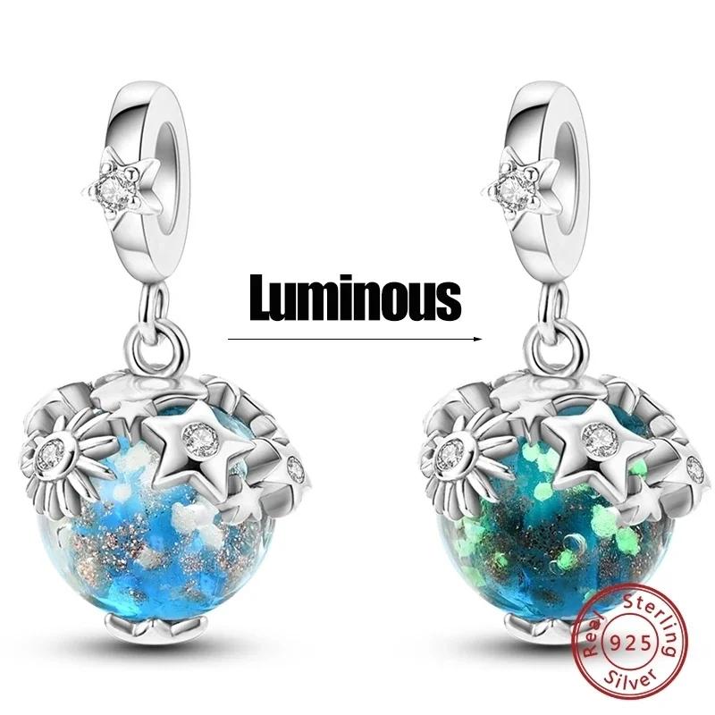 Copper Luminous Blue Wishing Bottle Charms Angel Conch Pendant Bead Fit Bracelet Diy Exquisite Jewelry Making