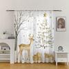 2pcs Christmas Deer Christmas Tree Sheer Curtains with Pole Bag Design, Suitable for Decoration In Various Scenes