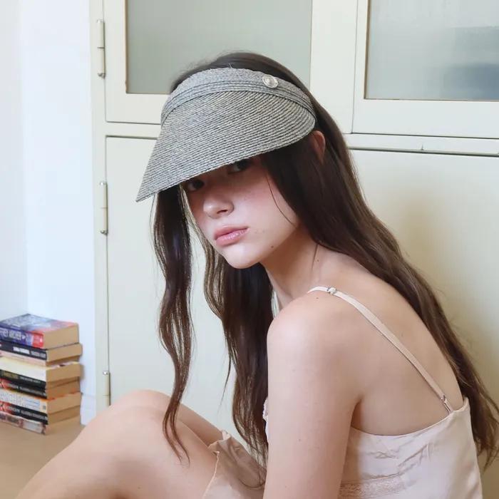 LEA Raffia Sun Visor Hat_grey