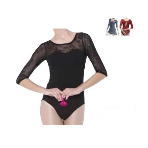 ProDance Mesh Simple Long Sleeve Ballet Leotard PLL005N (XXXL, Gray)