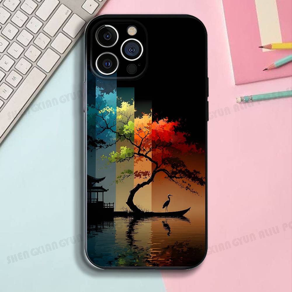

Landscape Splicing Silicone Soft Phone Case For IPhone17,16,15,14,13,12,11 Pro Max Plus mini XS XR SE Cover iPhone12mini