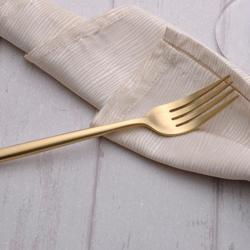 JANKNG 24 Pcs/ Set Gold Dinner Set Golden Cutlery Set 18/10 Stainless Steel Dinner Fork Knife TeaSpoon Silverware Service for 6