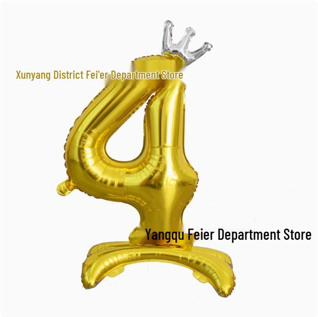 32-Inch Ins Style Digital Standing Crown Base Foil Balloon for Children's First Birthday