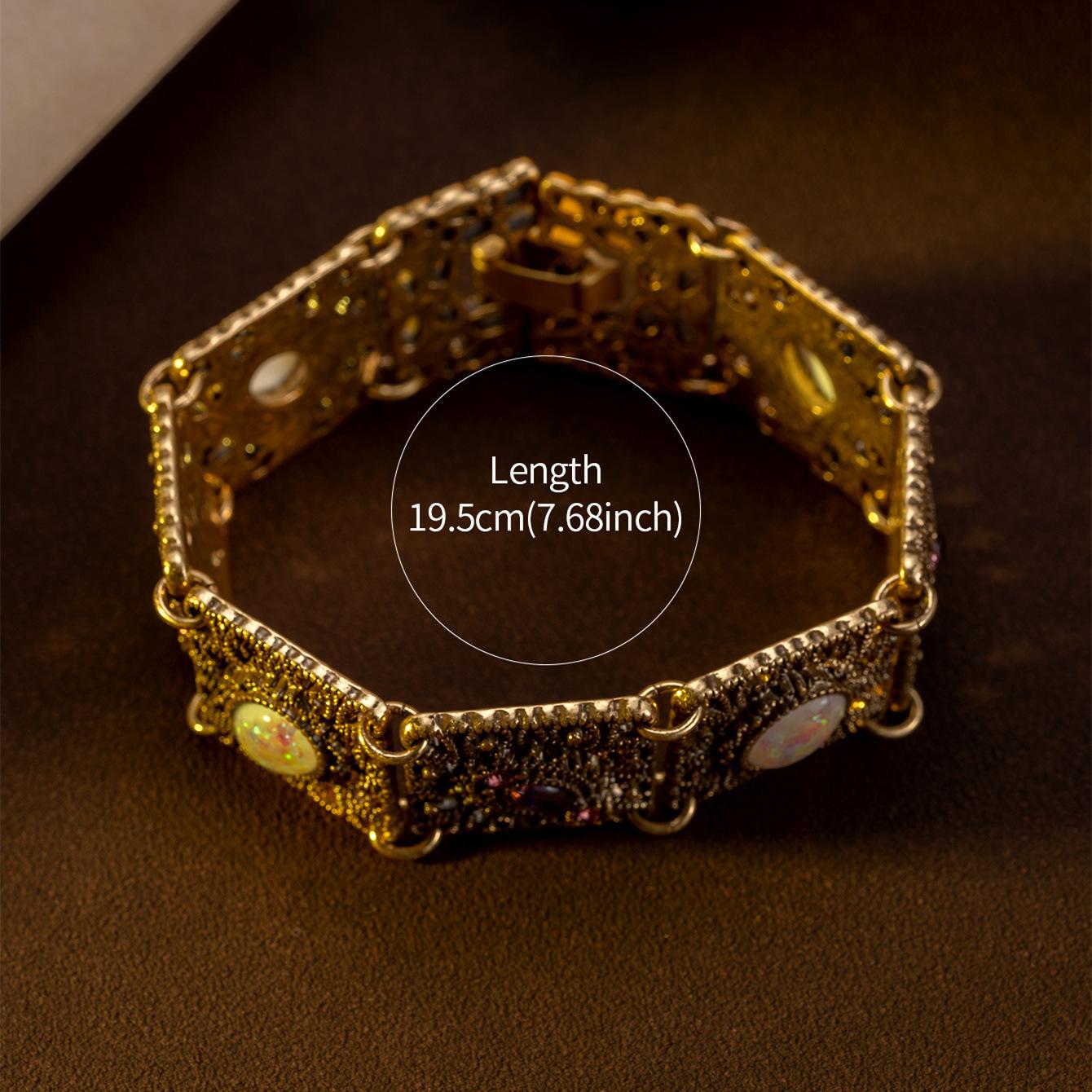 

Древние украшения Роскошный кристалл Многослойный Браслет высокого класса Ретро придворный стиль Квадратный геометрический моделирующий браслет