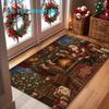 1pc, 2D Flat Printing, Vintage Christmas Fireplace Santa Claus Entrance Door Mat, Non-Slip Machine Washable Easy-to-Clean Polyester Mat, Suitable for