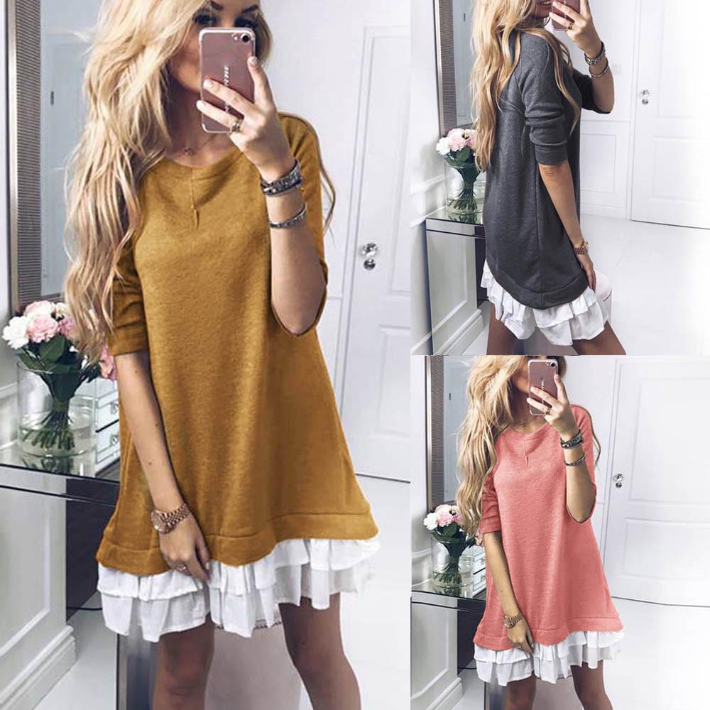 Buy XY Fashion Women Autumn Winter Solid ONeck Long Casual Long Sleeve