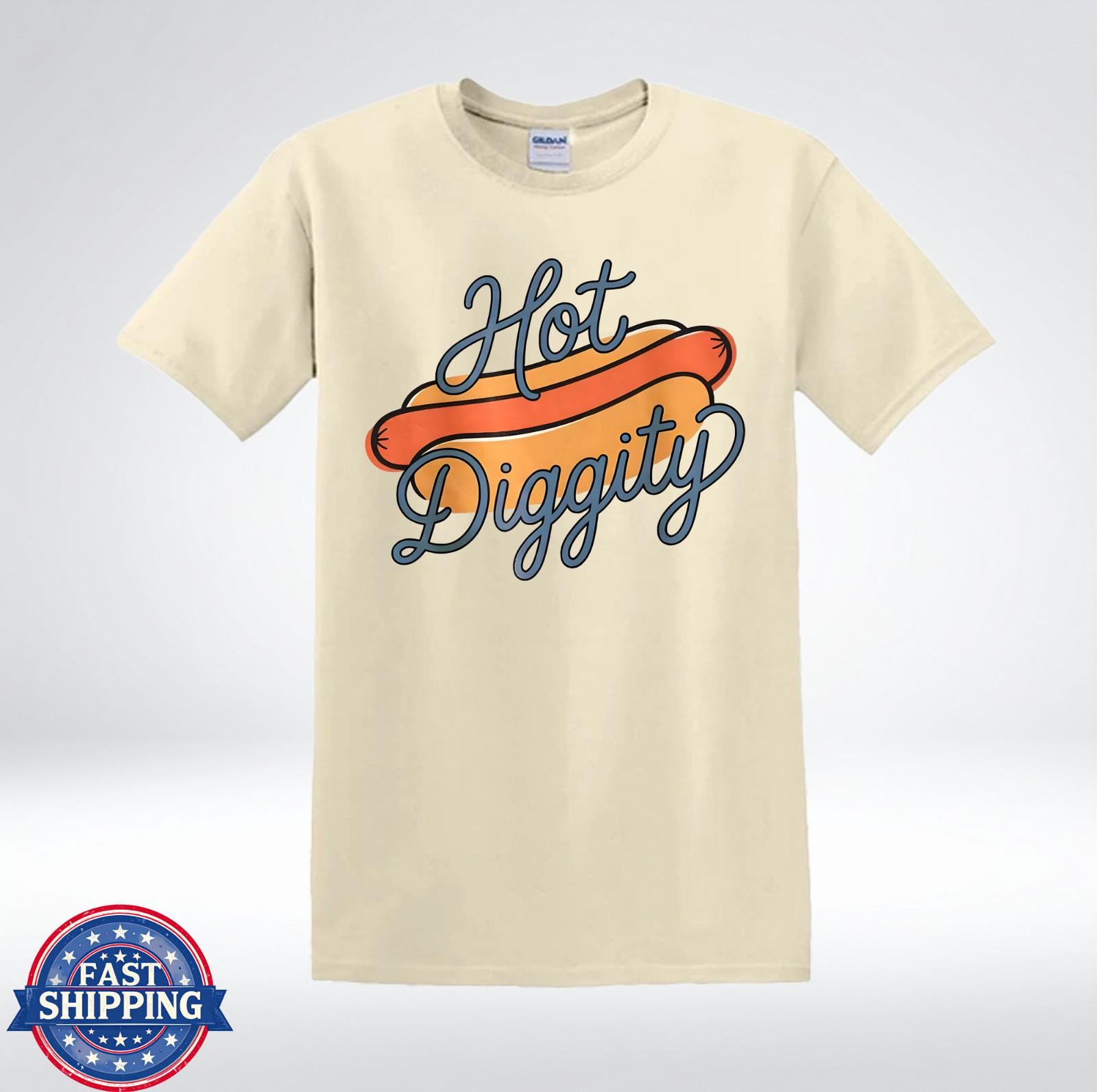 Hot Diggity Funny Hot Dog Retro Food Lover Graphic T-Shirt S