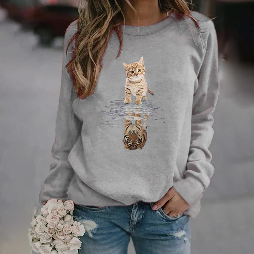 Winter Womens Casual Tops Ladies Print Sweatshirt Blouse Tee Sweater
