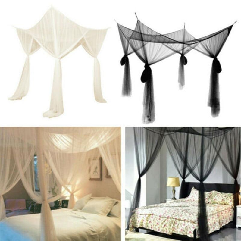 190*210*240cmSexy Mosquito Net Palace Four Door King/Queen Double Size Home Single Bed Prevent Insect Outdoor Square Grace White Canopy Net