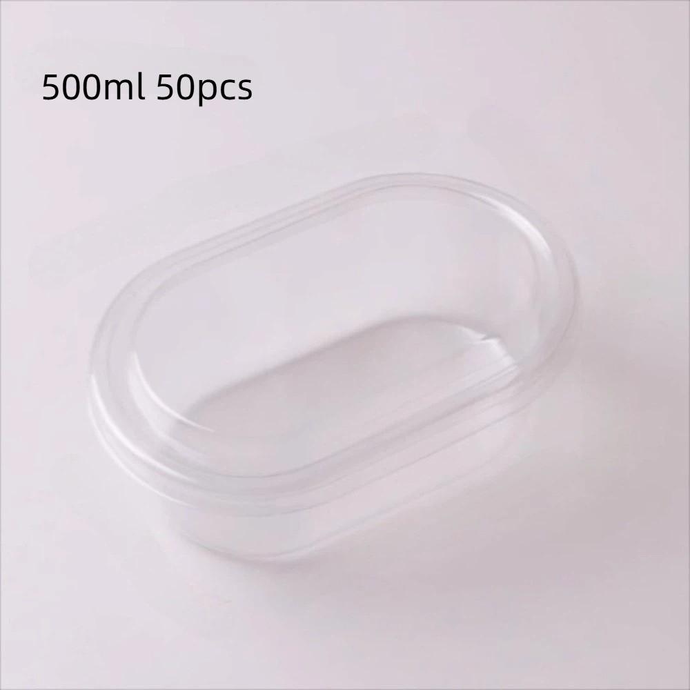 

50 шт. Овальный десертный контейнер с крышкой 500/280 мл Десертные стаканчики для мусса с крышкой Пудинг 500ml