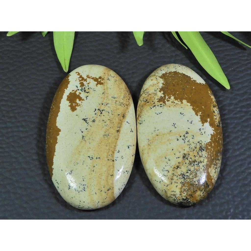 113Cts. 2Pcs Natural Picture Jasper Oval Cabochon Gemstone 24X44-25X45MM A-89