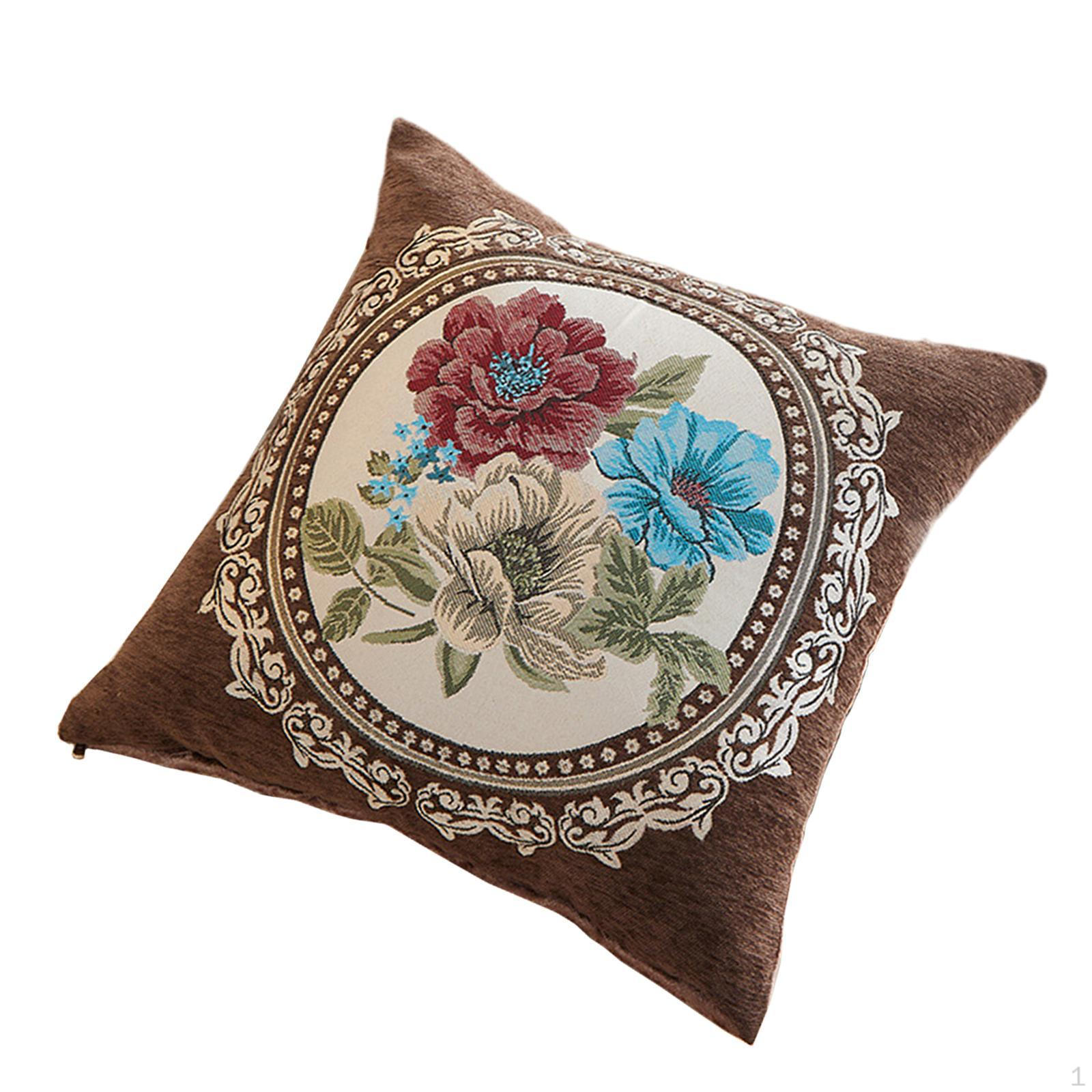 Чехол на подушку с ботаническим узором для декора гостиной и спальни коричневый 827₽