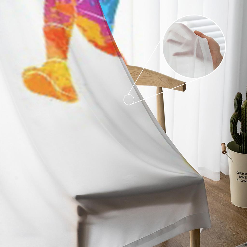 Basketballspieler Ball Tüll Transparente Vorhänge für Wohnzimmer das Zimmer Schlafzimmer Küchendekoration Voile Organza Vorhänge