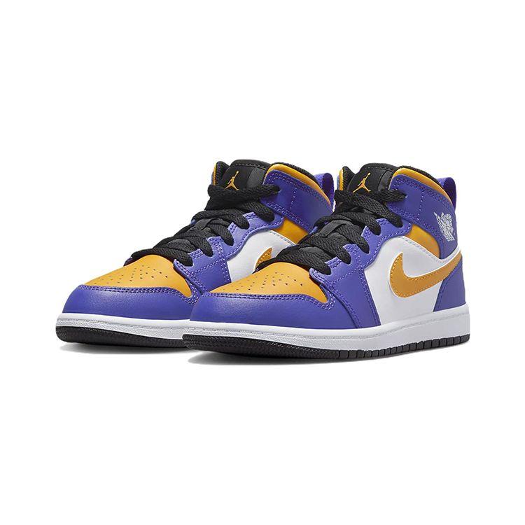 Air Jordan 1 Mid PS Lakers Kinder-Sneaker Lila Dark-Concord Weiß DQ8424-517