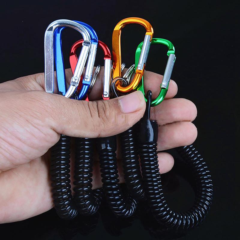 5pcs Outdoor Anti-lost Keychain Rope Fishing Rod Protective Lanyard Telescopic Anti-lost Key Ring
