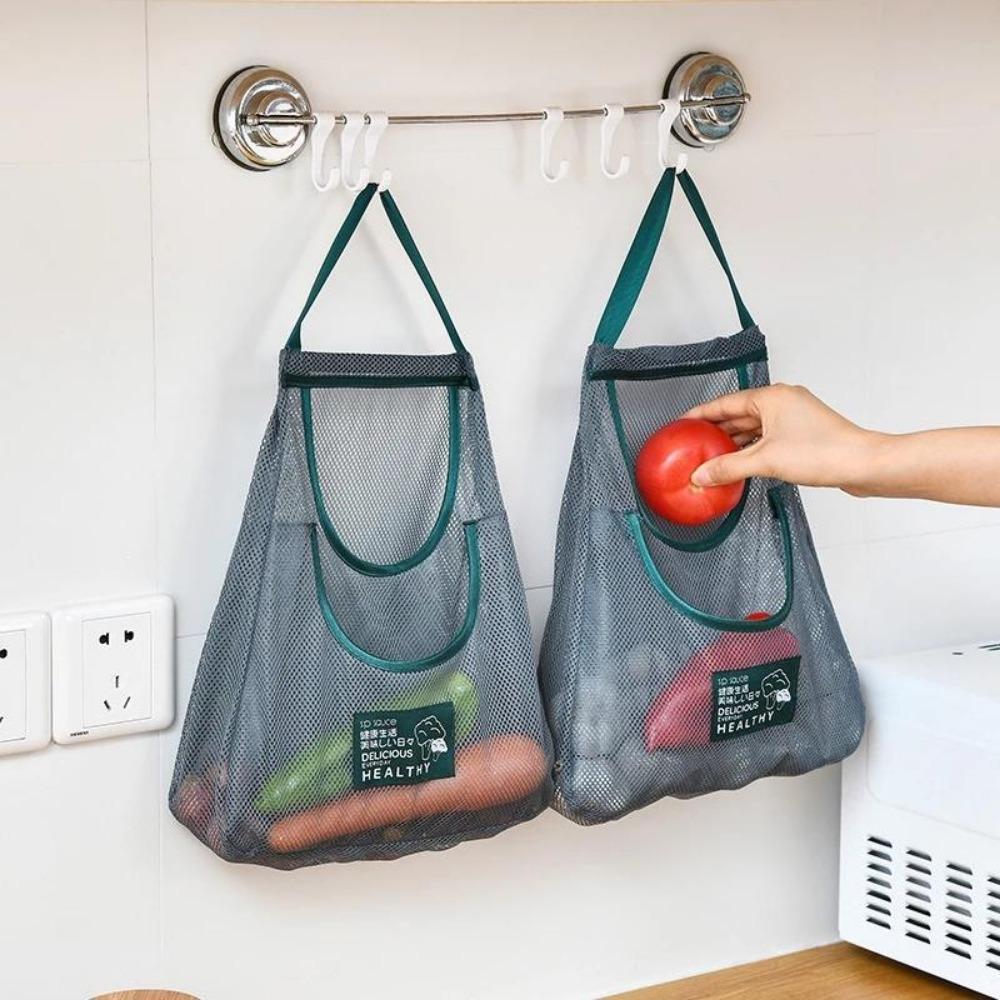 Portable PVC Mesh Storage Bag Reusable Fruit and Vegetable Storage Bag Kitchen Accessories Washable Handbag
