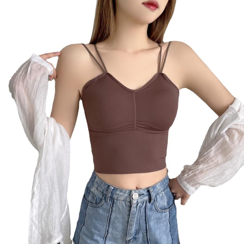 Frühling Sommer Eisseide Schöne Top Frauen Brustpolster Würzig Tragen Es Draußen Eingewickelt Mädchen Modische Tank Tops