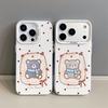 Silver Frosted Cartoon 'Little Bear' Scarf Phone Case for Apple 17 Pro Max, 16 Pro, 15, 14 Plus