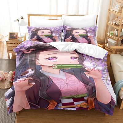 Anime Demon Slayer Bettwäschesets Kamado Nezuko Bettwäsche für Teenager-Mädchen Cartoon Twin Single Queen King Full Size Bettbezug-Set