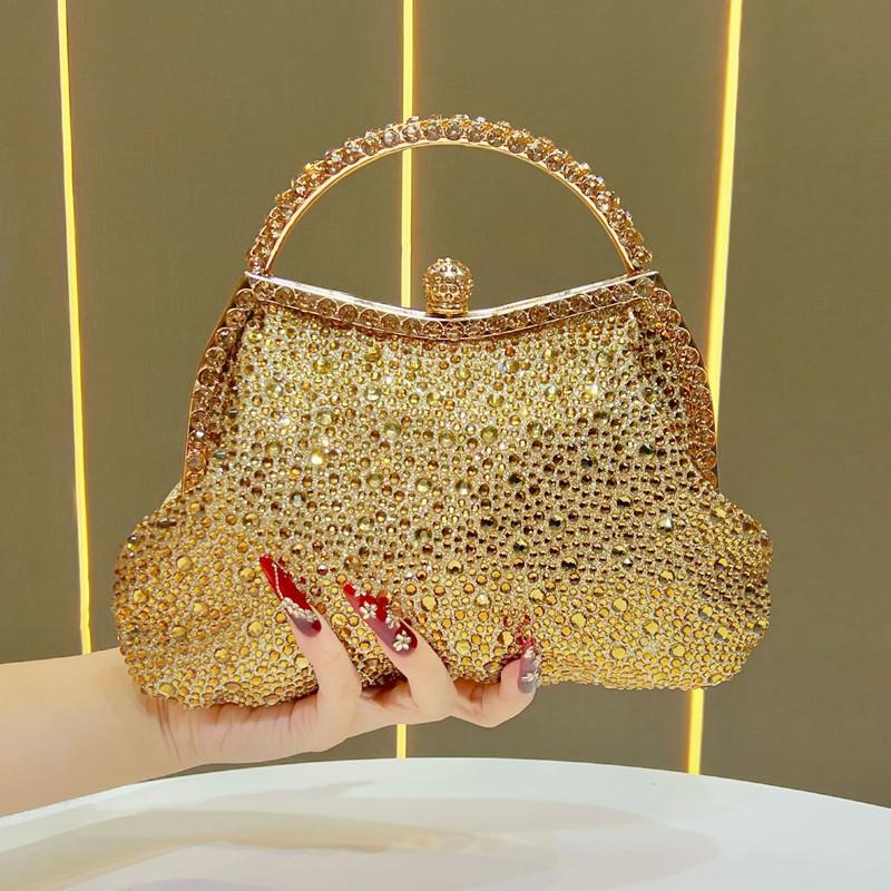 2025 New Fashion Luxury Fine Diamond Inlay Evening Clutch Bag Women Brand High End Rhinestone Handbag Wedding Party Shoulder Bag