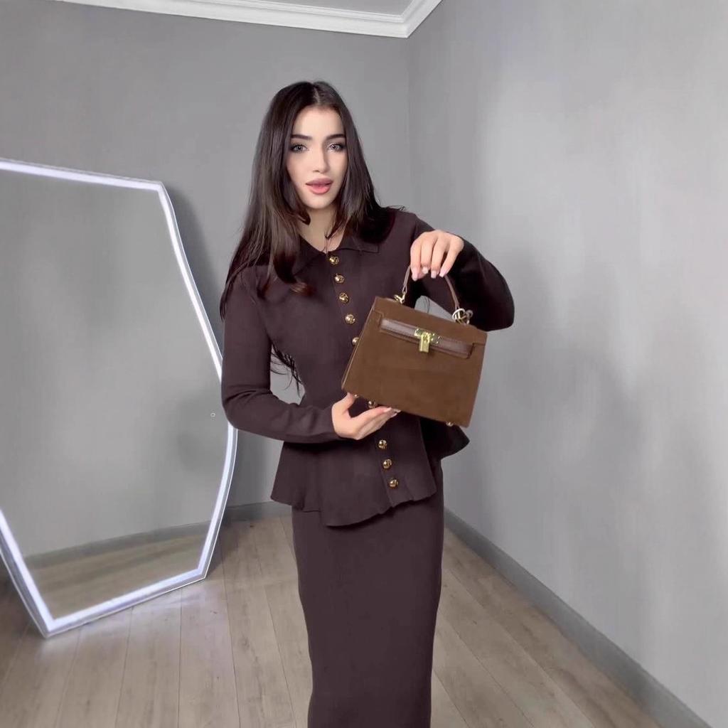 European and American Autumn New Commuter Style Elegant Intellectual Long-sleeved Long Dress Suit Dress