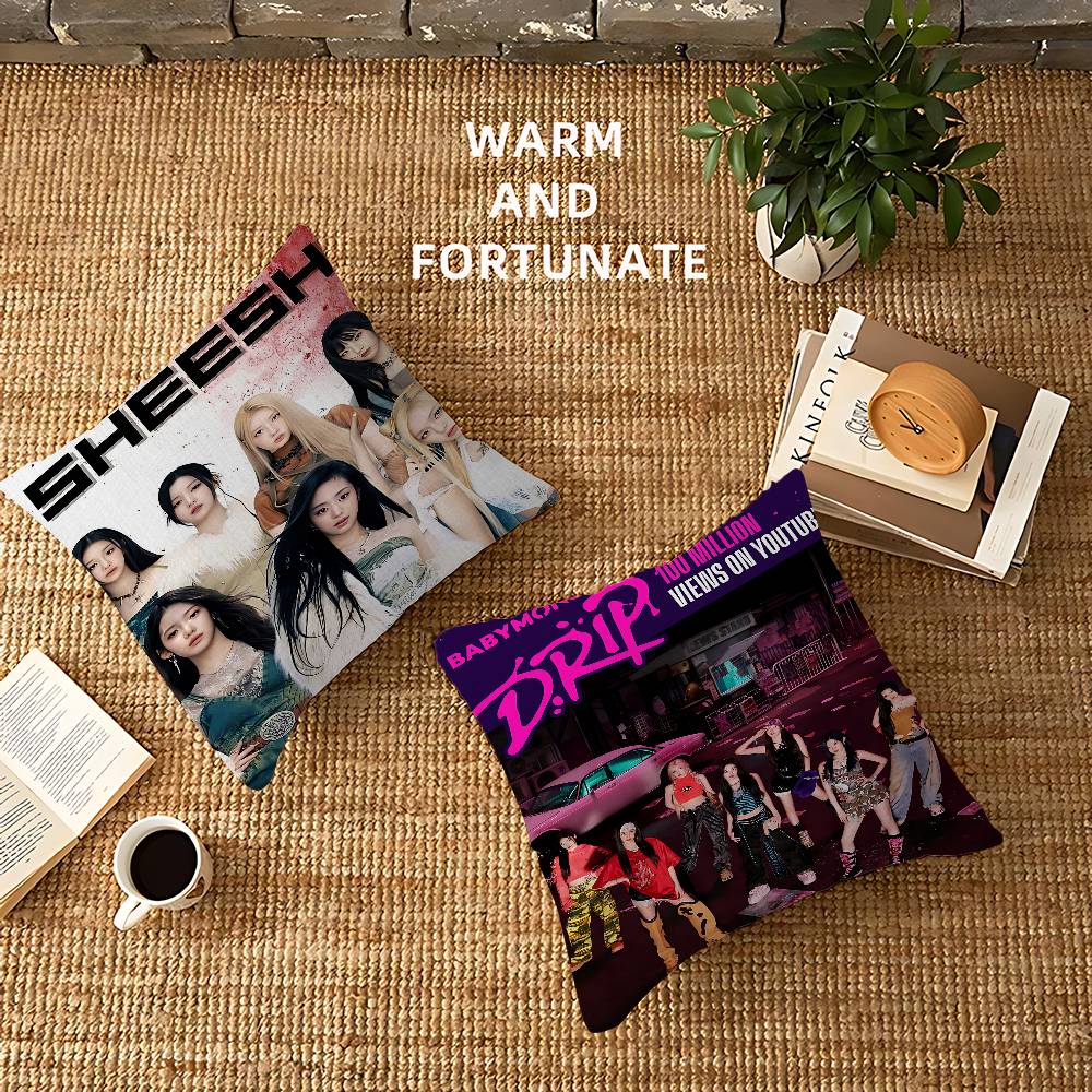 Kpop B-Babymonster Anime Cushion Cover Inches Farmhouse Decor Home Throw Pillow Covers For Couch Decorations