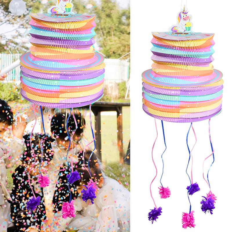 1pc Rainbow Unicorn Theme Birthday Pinatas Cute Horse Candy Gift Pinata Toy For Kids 1st Birthday Party Favors Decor Baby Shower