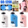 Kid Science Experiment Pocket Microscope Toy Kit 60-120x Educational Mini Handheld Microscope with Light Children STEM Toys Gift