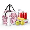 Cute Axolotl Loves Strawberry Milk Doodle Insulated Lunch Bag for Kids School Cooler Thermal Food Box Tote Lunch Boxes Container