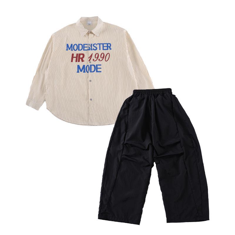 Children's Hip-Hop Street Dance Striped Shirt - Boys & Girls Trendy Breaking Dance Performance Outfit