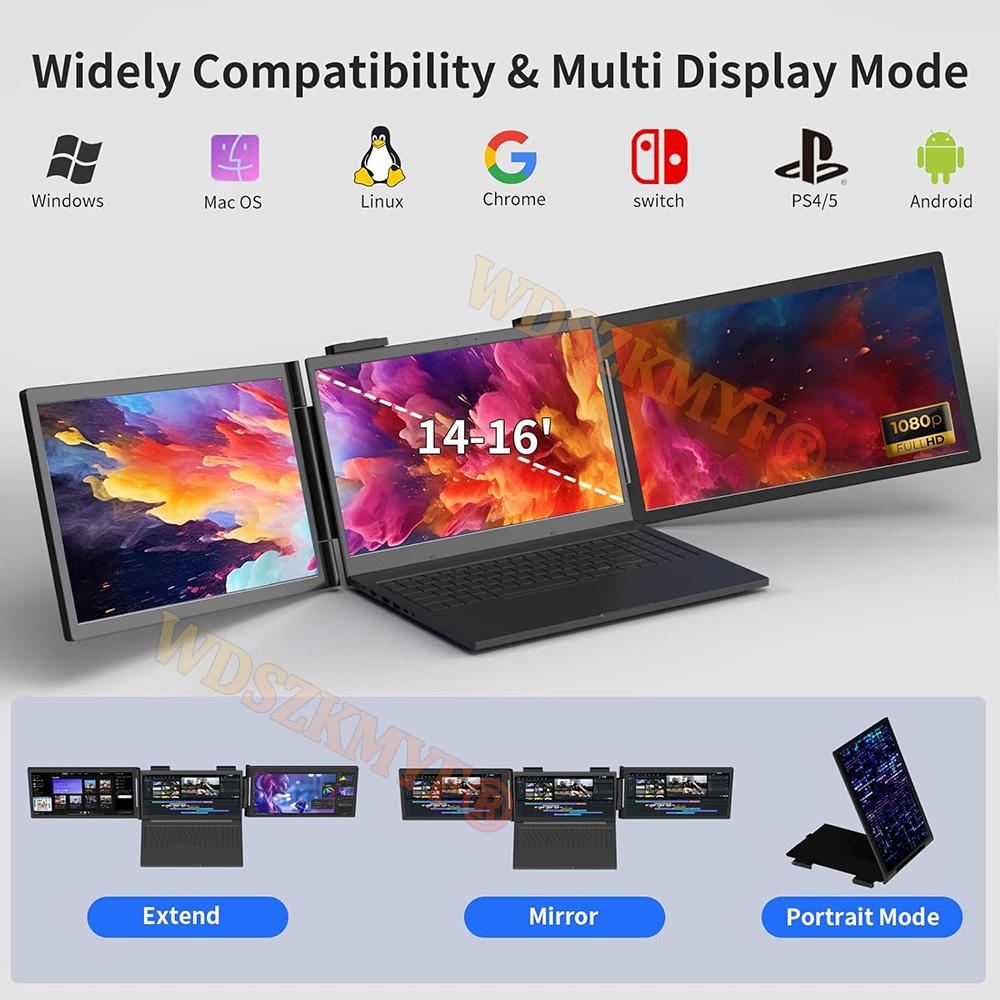 NEW 14" Portable Dual Monitor, FHD 1080P IPS Screen USB-C Laptop Extender for Trading/programming/gaming Second Display