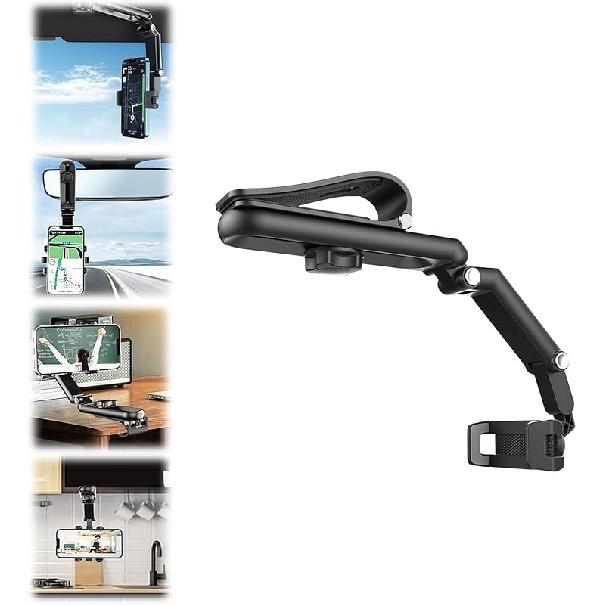 

Вращающийся телескопический автомобильный держатель для телефона - 2024 Новый многофункциональный универсальный держатель для мобильного телефона с вращением на 360 градусов на солнцезащитный козырек, универсальное автомобильное зеркало заднего вида чёрны